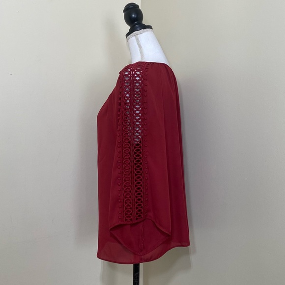 NWOT Zac & Rachel || Woman’s burgundy long-sleeved blouse size Petite Large - Picture 2 of 10